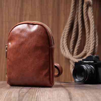 Сумка Vintage Компактна жіноча через плече на два відділення з екошкіри Коричнева (22783) Вінниця