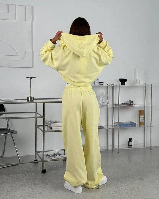 Жіночий стильний повсякденний костюм двойка тринитка петля Лимонний, 46/48 Одеса - фото 2