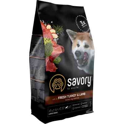 Сухой корм для собак Savory Large Breeds rich in Fresh Turkey and Lamb 3 кг (4820232630235) Винница