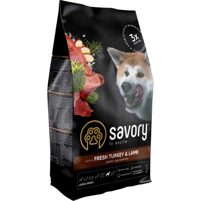 Сухой корм для собак Savory Large Breeds rich in Fresh Turkey and Lamb 3 кг (4820232630235) Винница - изображение 1