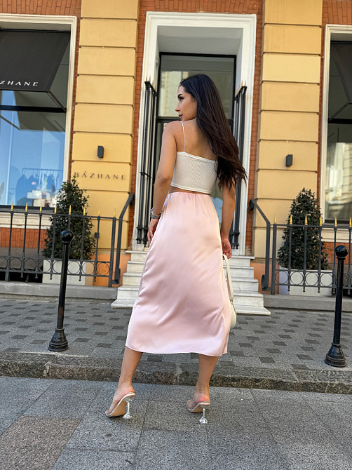 Жіноча шовкова спідниця Silk 54-56, Пудровий Київ - фото 2