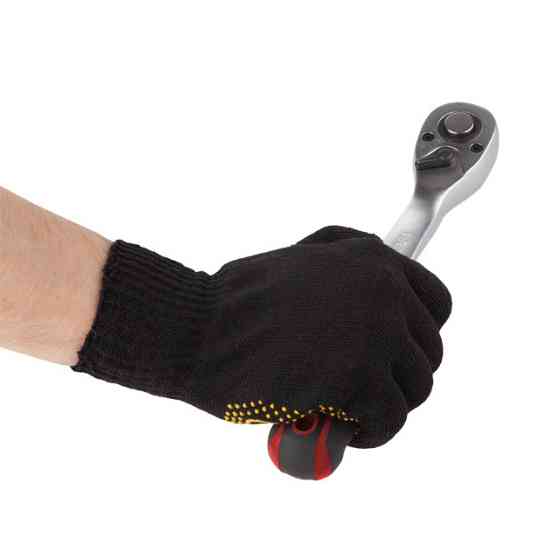 Рукавичка трикотажна, жовті ПВХ крапки, 60% бавовна / 40% поліестер, 10