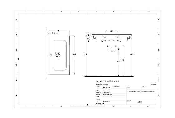 Врізна раковина EGE Vitrifiye Lagina 800x150x450 мм (35831) Білий Вінниця