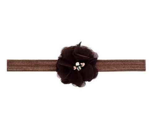 Пов'язка дитяча з квіткою коричнева - універсальний (на резинці), квітка 5,5 см Київ