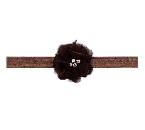 Повязка детская с цветком коричневая - универсальный (на резинке), цветок 5,5см Киев - изображение 1