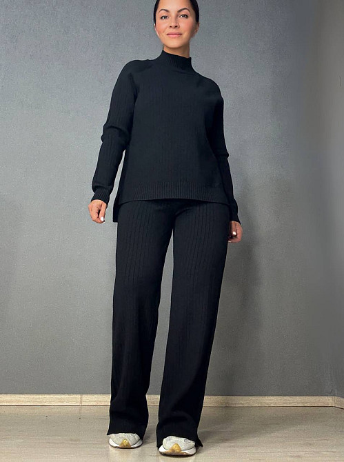 Костюм женский Accorddream 8703-28108 свитер с брюками в рубчик вязаный оверсайз, черный, one size Киев - изображение 11
