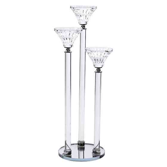 Підсвічник скляний на 3 свічки 12×37 см підсвічник декоративний прозорий на ніжці HP-4-17 Київ