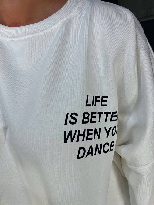 Свитшот женский LSK 5258 длинный оверсайз с рисунком на спине белый, белый, XL Киев - изображение 5