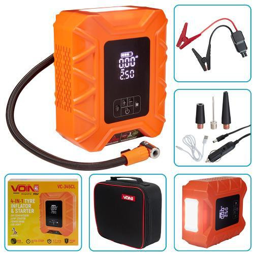 Компресор VOIN VC-345CL 4 в 1 14.8V 10000mAh з бустером, павербанком та ліхтарем Харків - фото 1