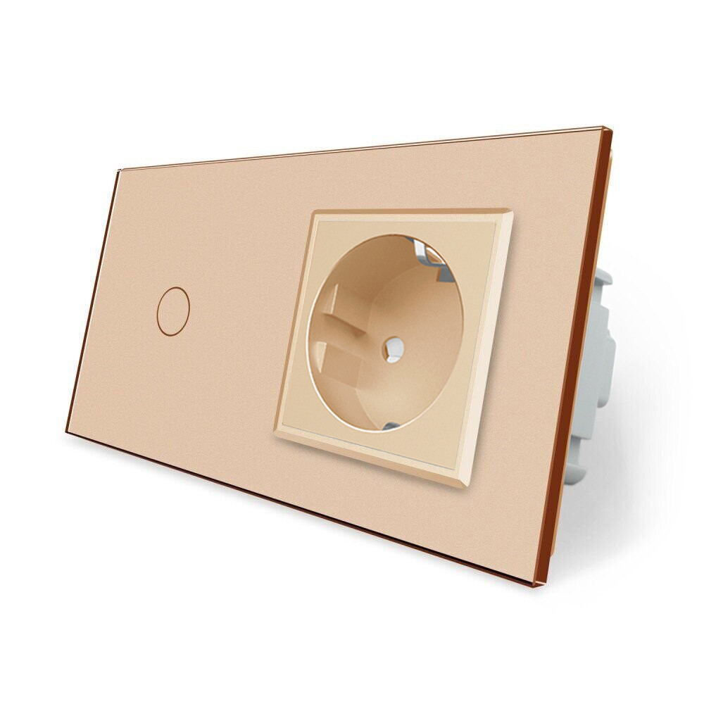 LIVOLO Сенсорний вимикач 1 сенсор 1 розетка Livolo золото скло (VL-C701/C7C1EU-13) Коломия - фото 1