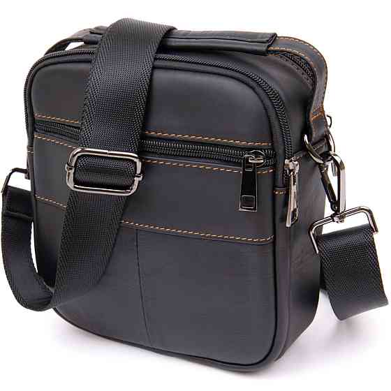 Компактный мессенджер на два отделения мужской Черный (Vintage) Киев