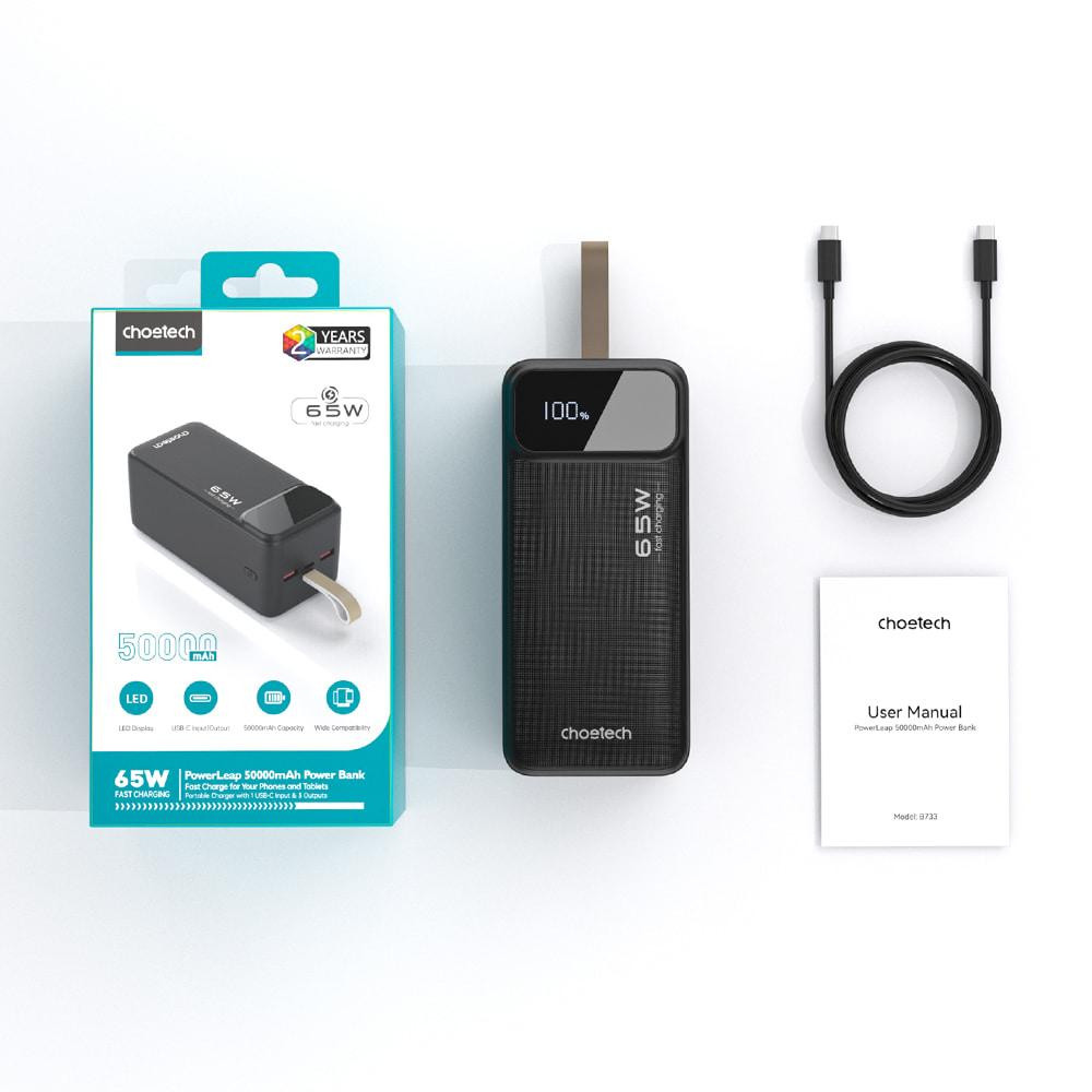 Повербанк 50000 mAh Choetech B733 Black 65W QC3.0 PD3.0 (43-00142) Киев - изображение 12