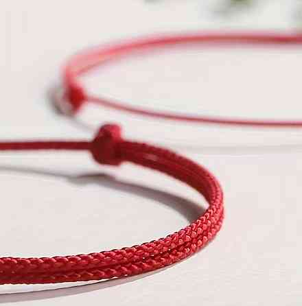 Набір 3 червоні браслети нитка на руку, браслет оберіг червона нитка від пристріту, регульований браслет Київ