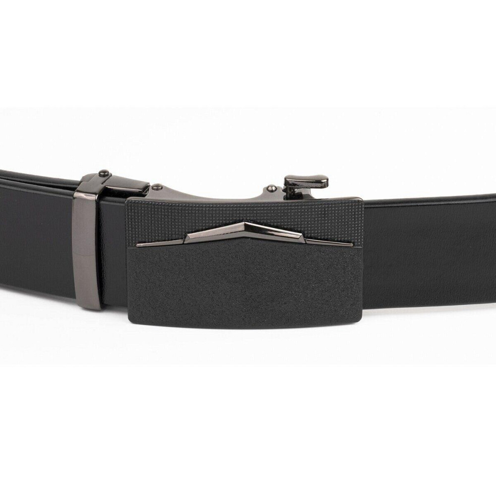 Ремень мужской c матовой зернистой вставкой на пряжке Vintage 20333 Черный Киев - изображение 2