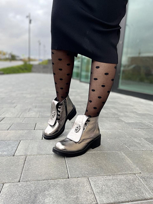 Injers Черевики жіночі INJERS срібні натуральна шкіра зима высота 13см (3883) 37р.38р. Коломия - фото 9