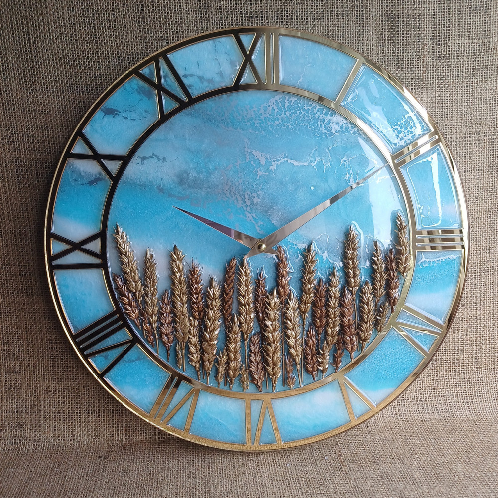Годинник настінний 40 см з епоксидної смоли ручної роботи Дніпро - фото 2