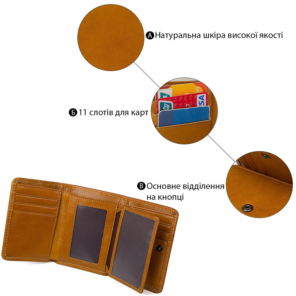 Кошелек кожаный Рыжий (Vintage) Киев - изображение 8