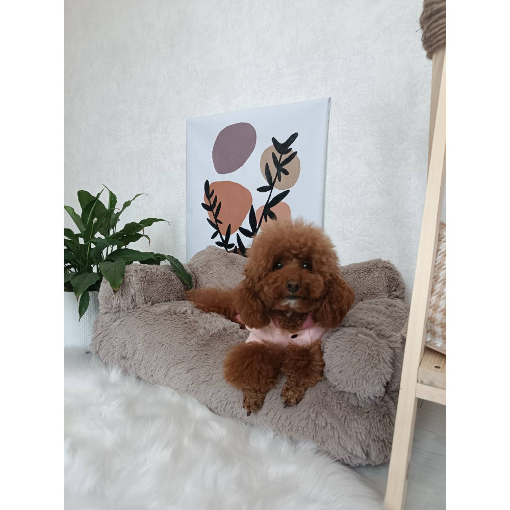 Меховой диван лежак для собак и кошек спальное место для животных съемны Incor капучино 10079 L (100х60х30) Киев - изображение 4