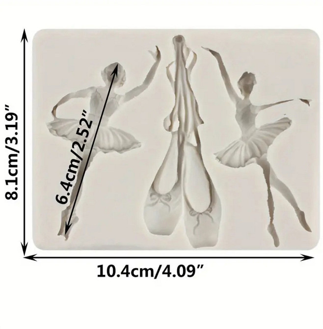 Молд силиконовый Балерины и пуанты 104 на 81 мм серый Киев - изображение 2