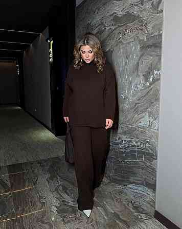 Женский базовый теплый костюм батал двойка машинная вязка с добавлением ангоры Одесса