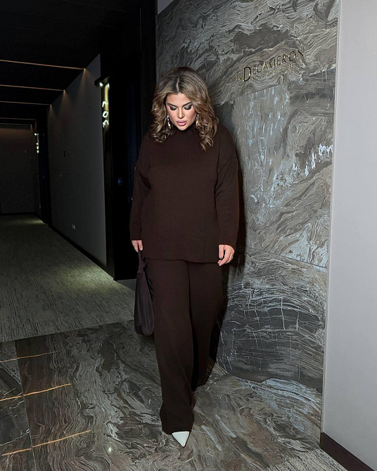 Жіночий базовий теплий костюм батал двійка машинна в'язка з додаванням ангори Одеса - фото 2