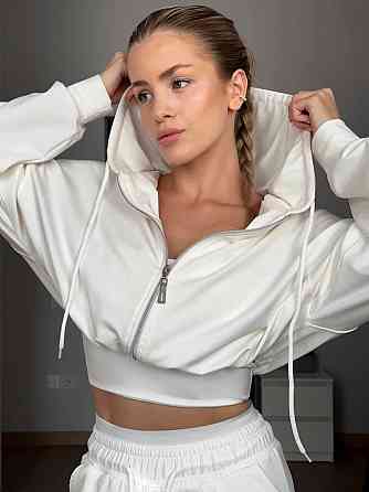 Жіночий прогулянковий костюм-двійка: кофта та штани двонитка LUX Молочний, 46/48 Одеса