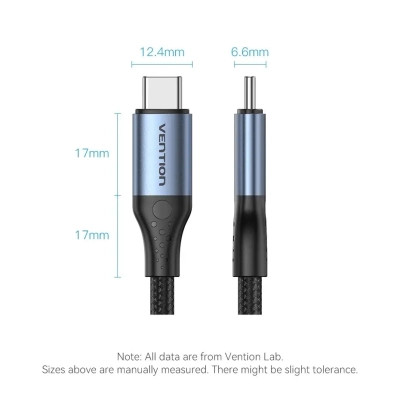 Дата кабель USB-C to USB-C 1.0m USB4.0 240W (50V/5A) 8K60Hz Thunderbolt 4 Gray Aluminum Alloy Vention (TAVHF) Вінниця - фото 8
