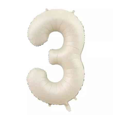 Шарик цифра 3 фольгированная 32 дюйма кремовый Киев
