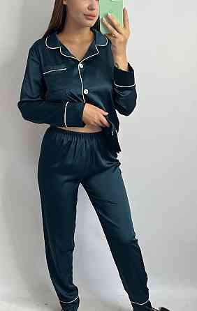 Комплект шелковый тройка рубашка с шортами и штанами Темно-изумрудный L Харьков