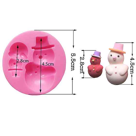 Молд силиконовый Снеговик 55 мм розовый Киев