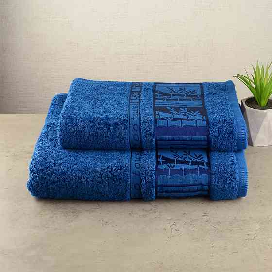Набір рушників для сауни 2шт GM Textile 50х90см, 70х140см BambooN 450г / м2 (Синій) Суми