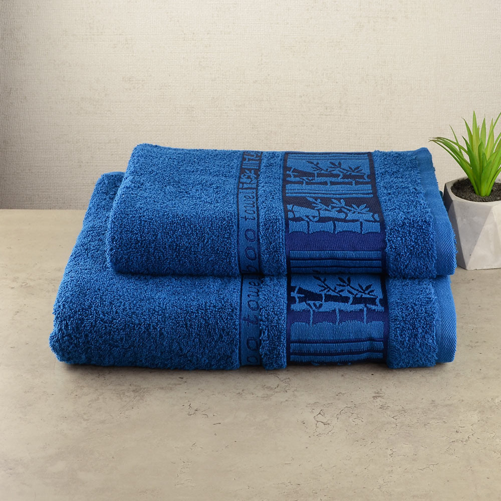 Набір рушників для сауни 2шт GM Textile 50х90см, 70х140см BambooN 450г / м2 (Синій) Суми - фото 1