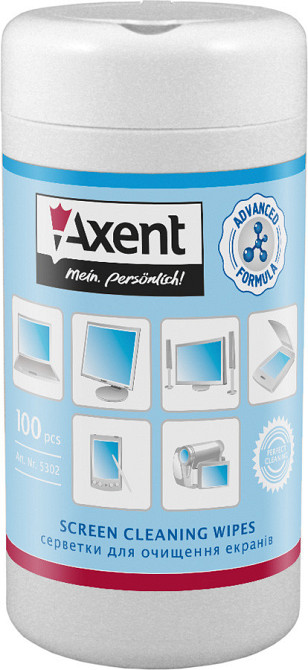 Серветки для моніторів вологі "Axent" (упак.100шт.), 5302 , шт Київ - фото 1