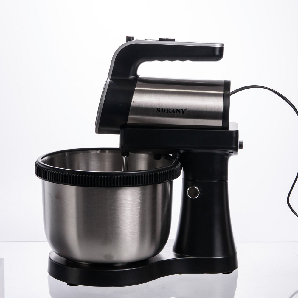 Sokany Стаціонарний міксер Sokany з чашею 4 л, 1000 Вт, 5 швидкостей, 2 насадки, віночки та гак Коломыя - изображение 8