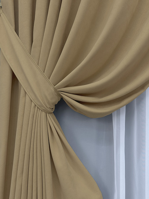 Комплект готових штор VR-Textil Мікровелюр Petek № 1515ш Пісочний 150х290 см 2 шт (33-0399) Київ - фото 13