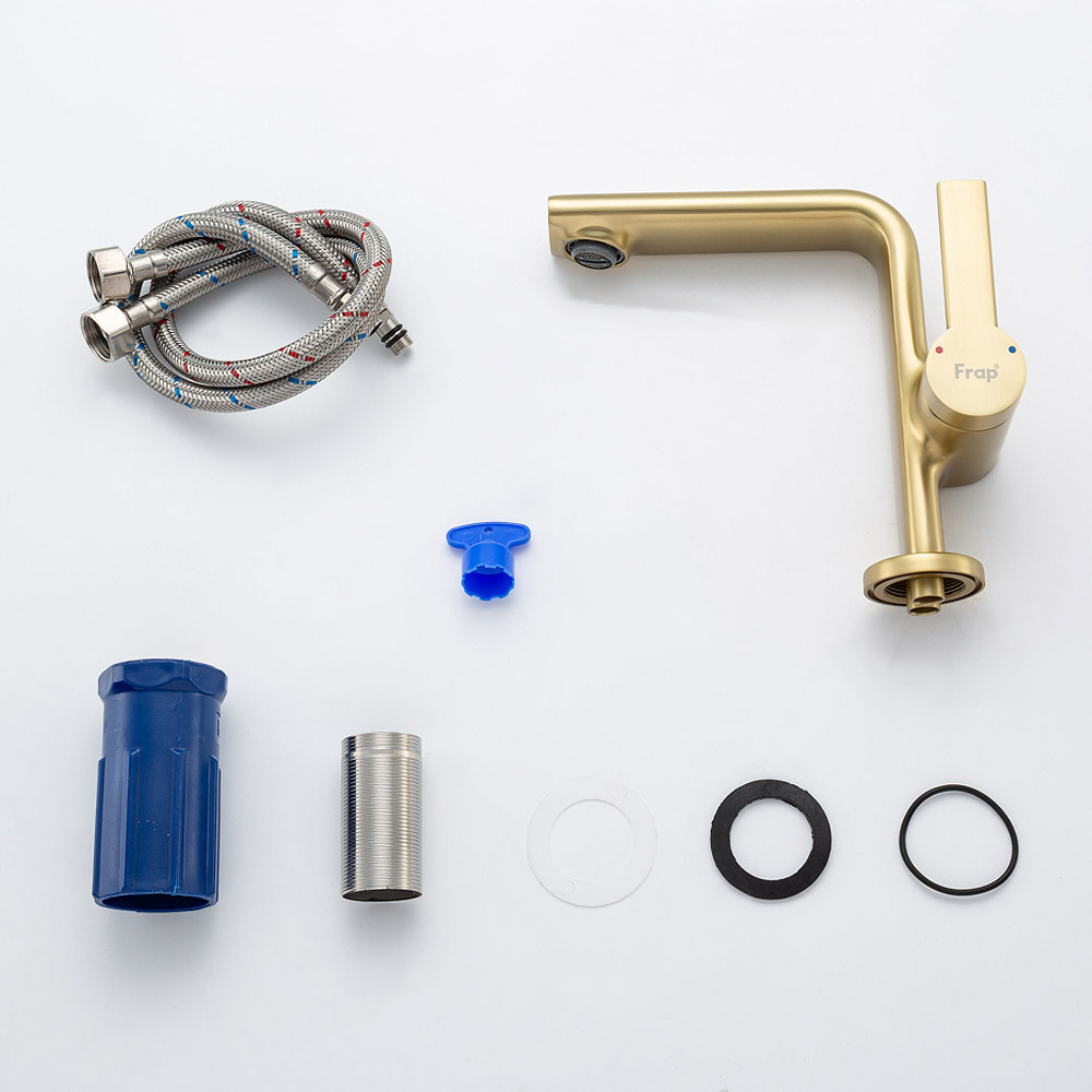 Змішувач для умивальника FRAP F1088-3 золотий сатин Київ - фото 8