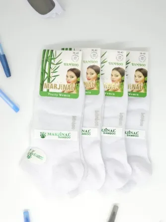 Жіночі короткі шкарпетки Marjinal бамбук, тонкі літні однотонні, подвійна пятка ароматизовані, розмір 36-40, 12 пар/уп. білі Київ