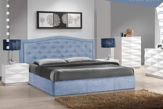 Кровать Scarlett VIP 140 х 200 см Jeans С дополнительной металлической цельносварной рамой Синий Киев