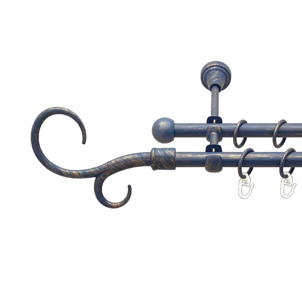 Карниз Orvit Гак Подвійний металевий дворядний відкритий Блакить Золота 16\16 мм 200 см (00-00015634) Львів - фото 1