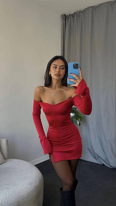 Женское облегающее мини платье с открытыми плечами микродайвинг Одесса - изображение 1