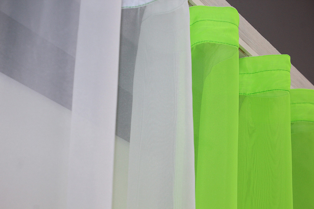 Кухонные шторы VR-Textil № 017к комбинированные с подвязками неоново-салатовый с белым 265х170 см (52-0742) Киев - изображение 4