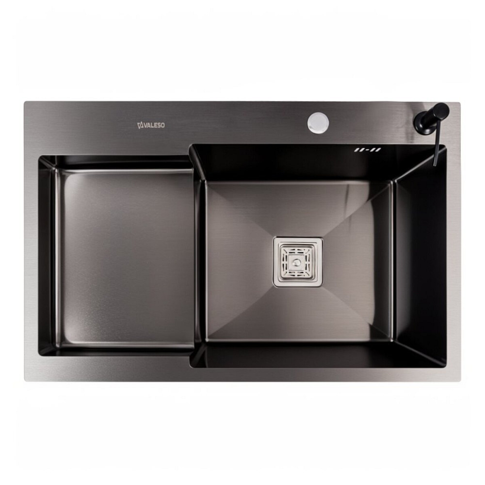 VALESO Кухонна мийка нержавійка CM 78*50C R VALESO Handmade PVD чорна з поглибленою полицею (3, Коломия - фото 6