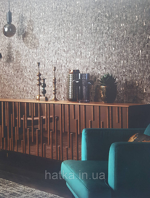 Шпалери вінілові на флізелін Erismann Casual Chic1.06х10 абстракція геометрія фігури лофт чорне золото 10260-10 Київ - фото 1