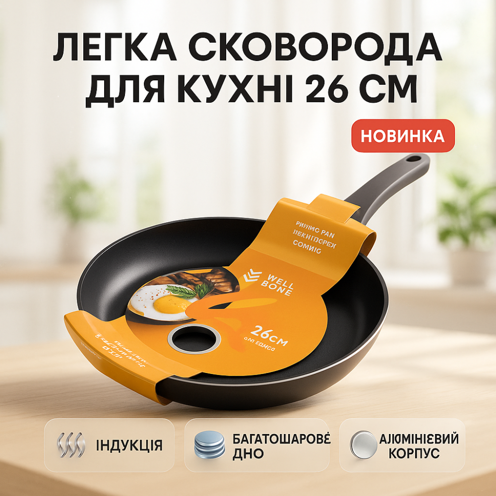 Якісна сковорода з кованого алюмінію WELL, Сковорода для приготування стейків на плиті FY-58 Львів - фото 19