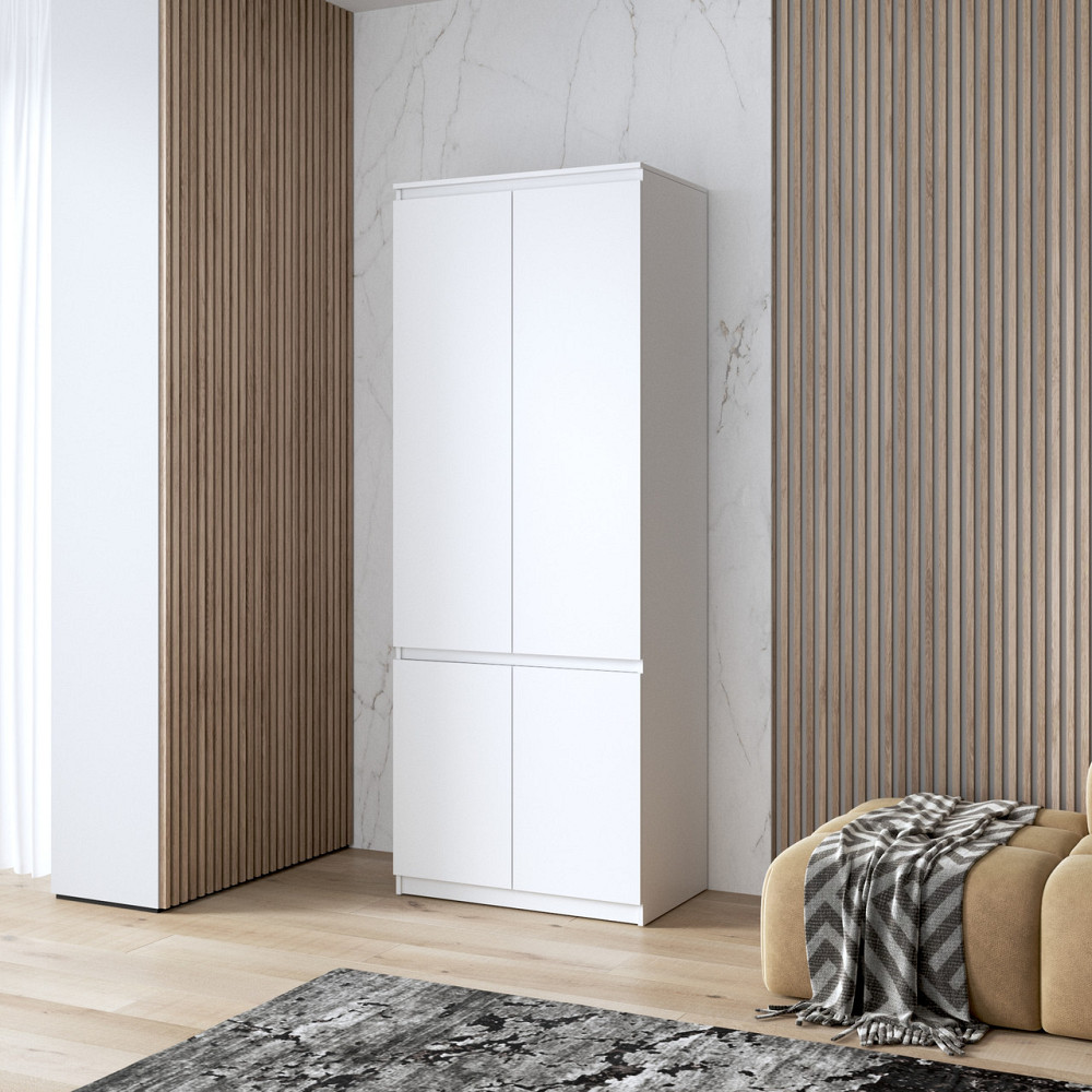 Шафа для одягу VAYS, з полицями, в спальню, сучасна, з фасадами без ручок R-24 Білий Львів - фото 1