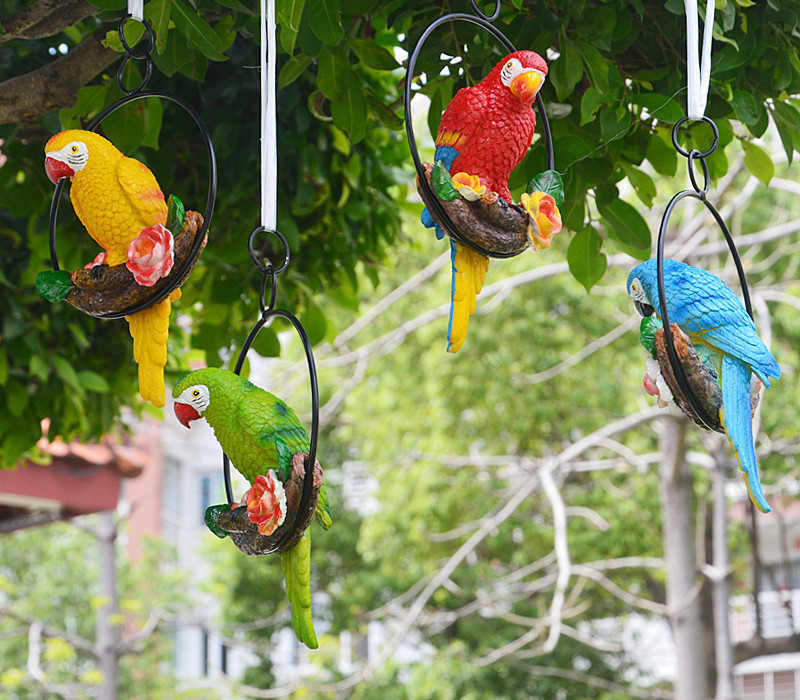 Садовая подвесная фигура попугай Ара из полистоуна 23.5 х 15 х 13 см Жовтий Одесса - изображение 6