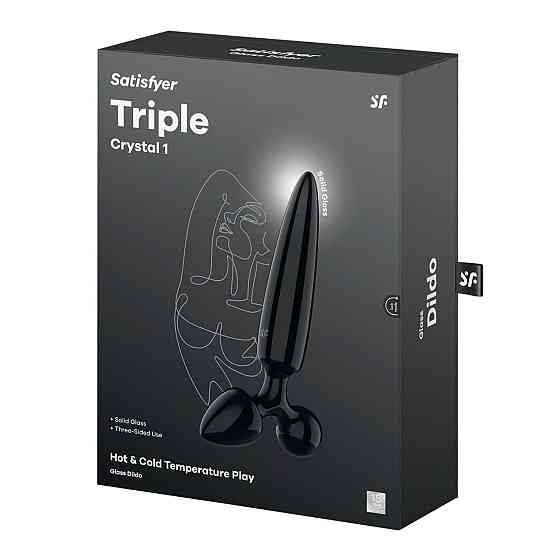 Тристоронній скляний дилдо Satisfyer Triple Crystal 1 Black Sex Aura Київ