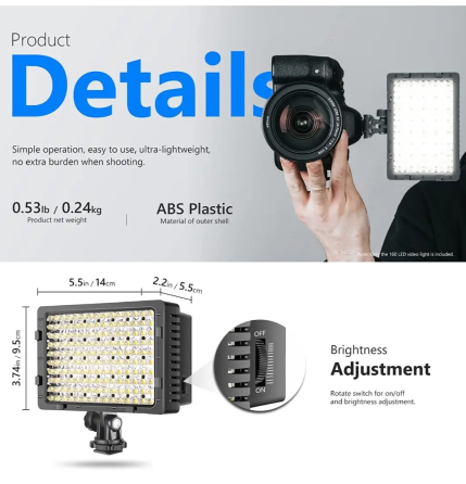 Накамерный свет Neewer CN-160 Светодиодный прожектор для video- и фотосъемки LED панель Киев