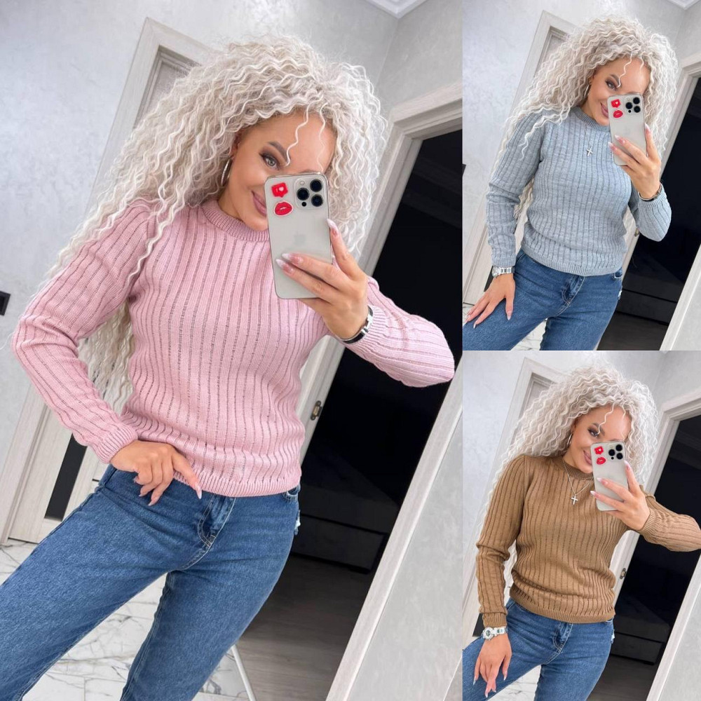 Женский модный вязаный свитер однотонный..42-48р Київ - фото 1