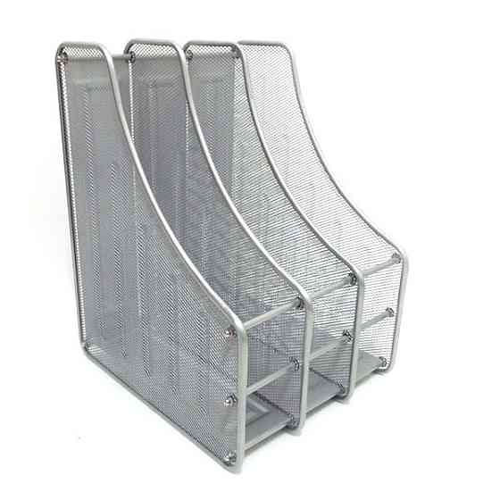 Лоток для документов вертикальный, металлический, серебро 3 секции Павлоград